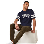 OVERSIZE DOWN SHOULDER TEE SHIRT - NAVY