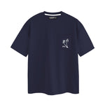 OVERSIZE DOWN SHOULDER TEE SHIRT - NAVY