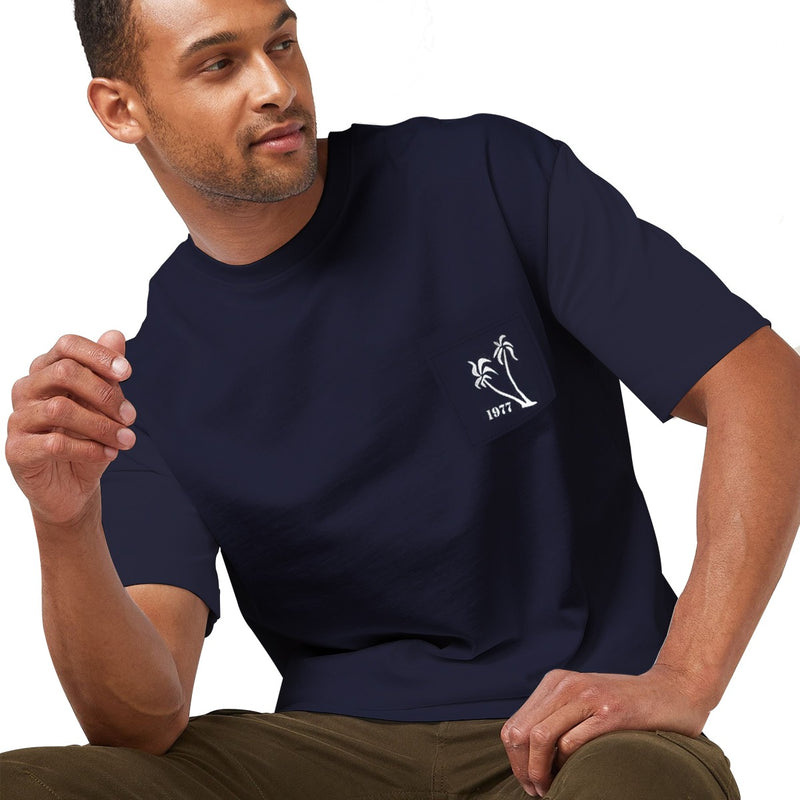 OVERSIZE DOWN SHOULDER TEE SHIRT - NAVY