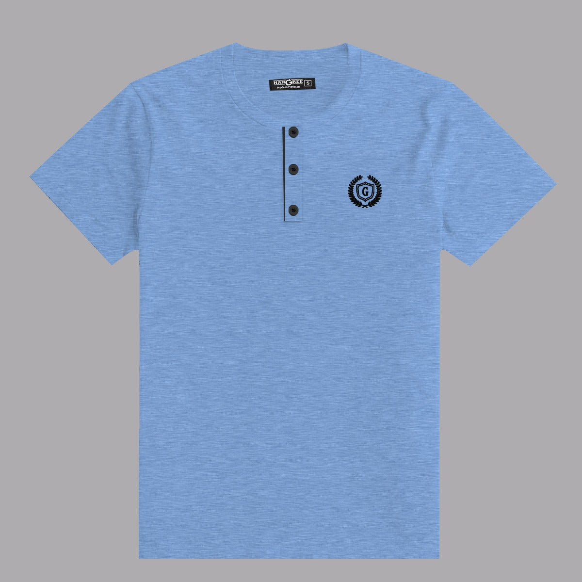 HG Signature Emb Henley Tee - Sky