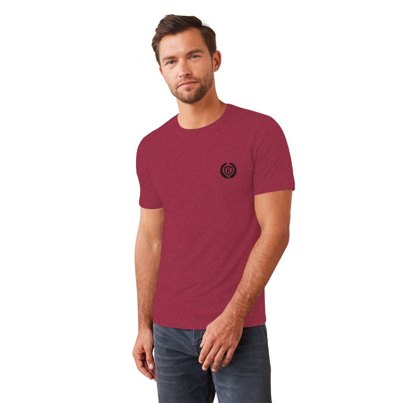 Men's Signature Emb. Round Neck Tee Shirt - Burgundy