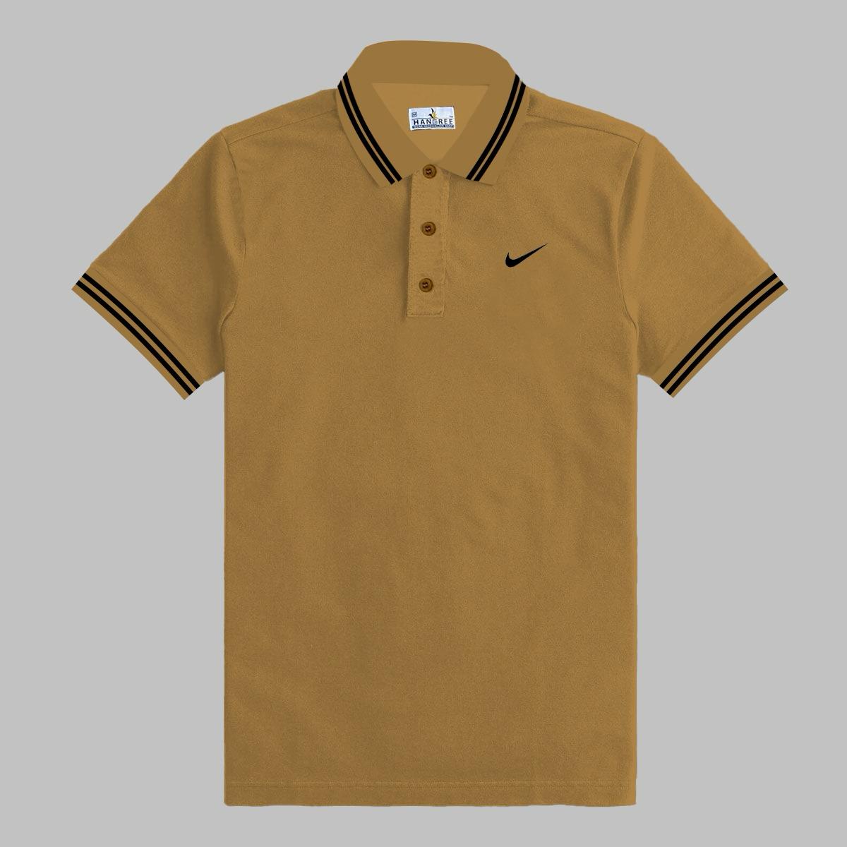 Men's Tipping Collar Classy Polo Shirt | Mustard Brown