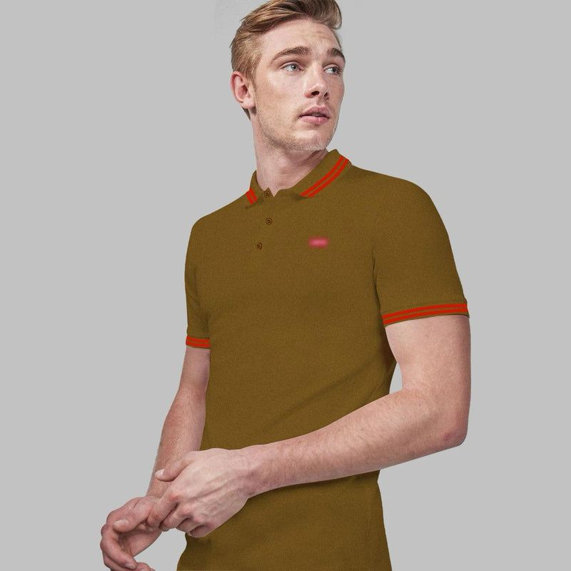 Men's Tipping Collar Classy Polo Shirt | Dark Gold