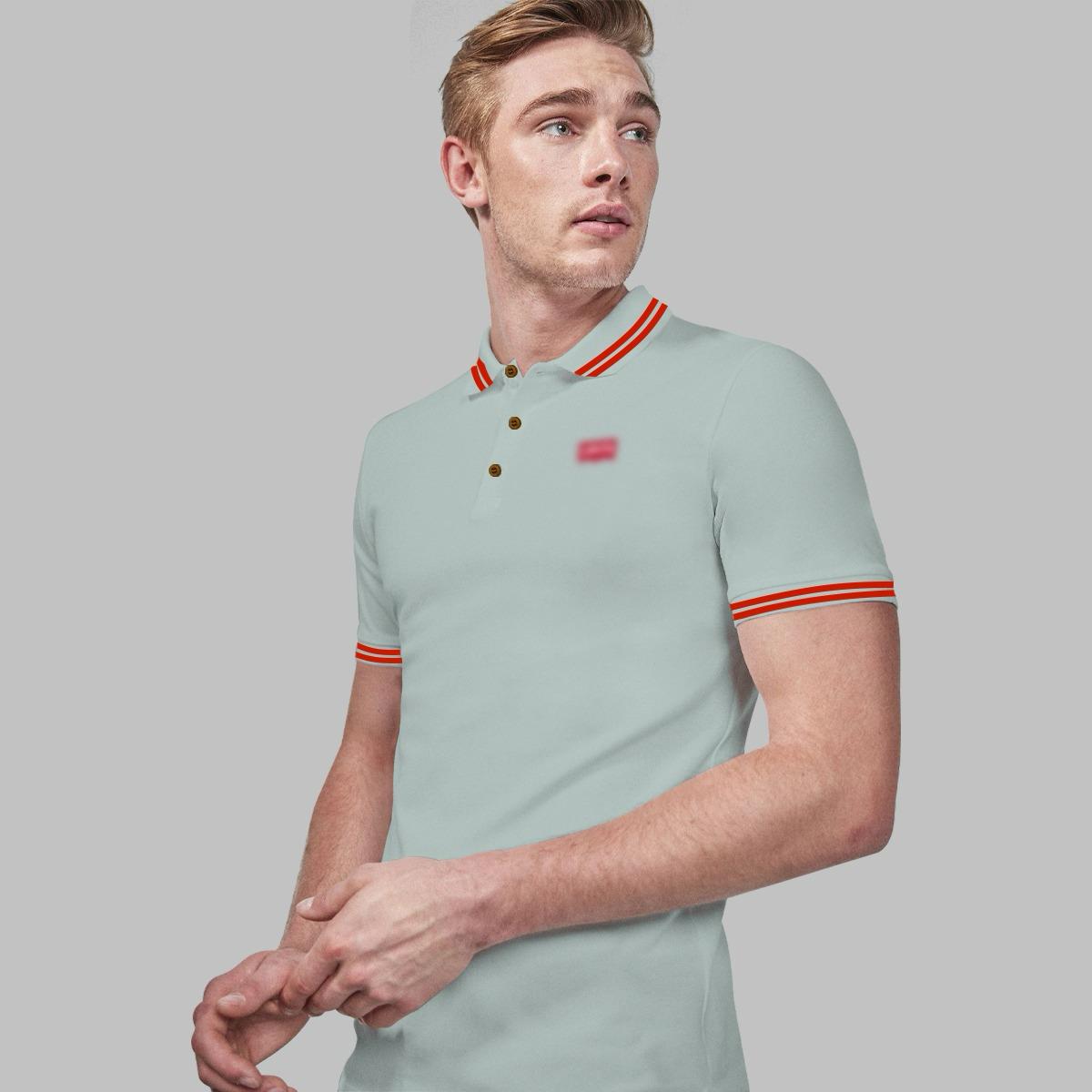 Men's Tipping Collar Classy Polo Shirt | Sky Gray