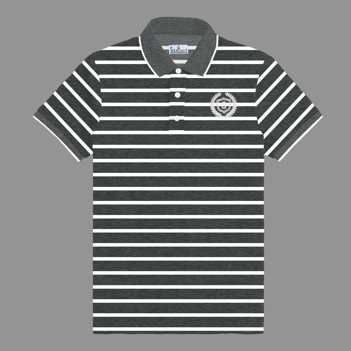 HG Premium Emb Stripped Polo Shirt For Men's