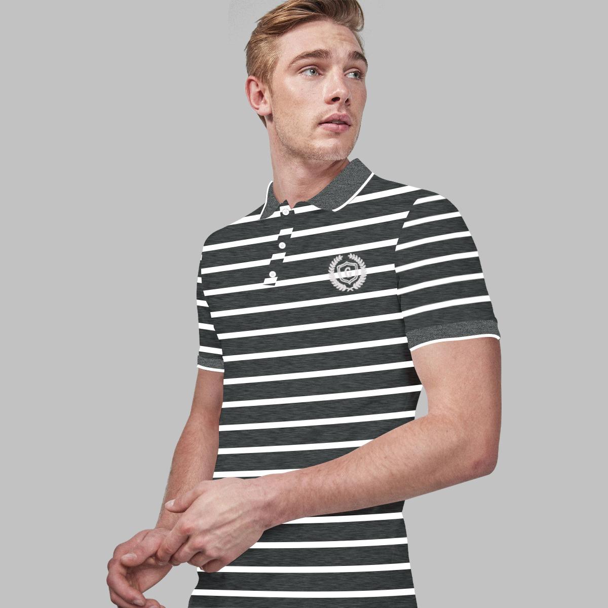 HG Premium Emb Stripped Polo Shirt For Men's