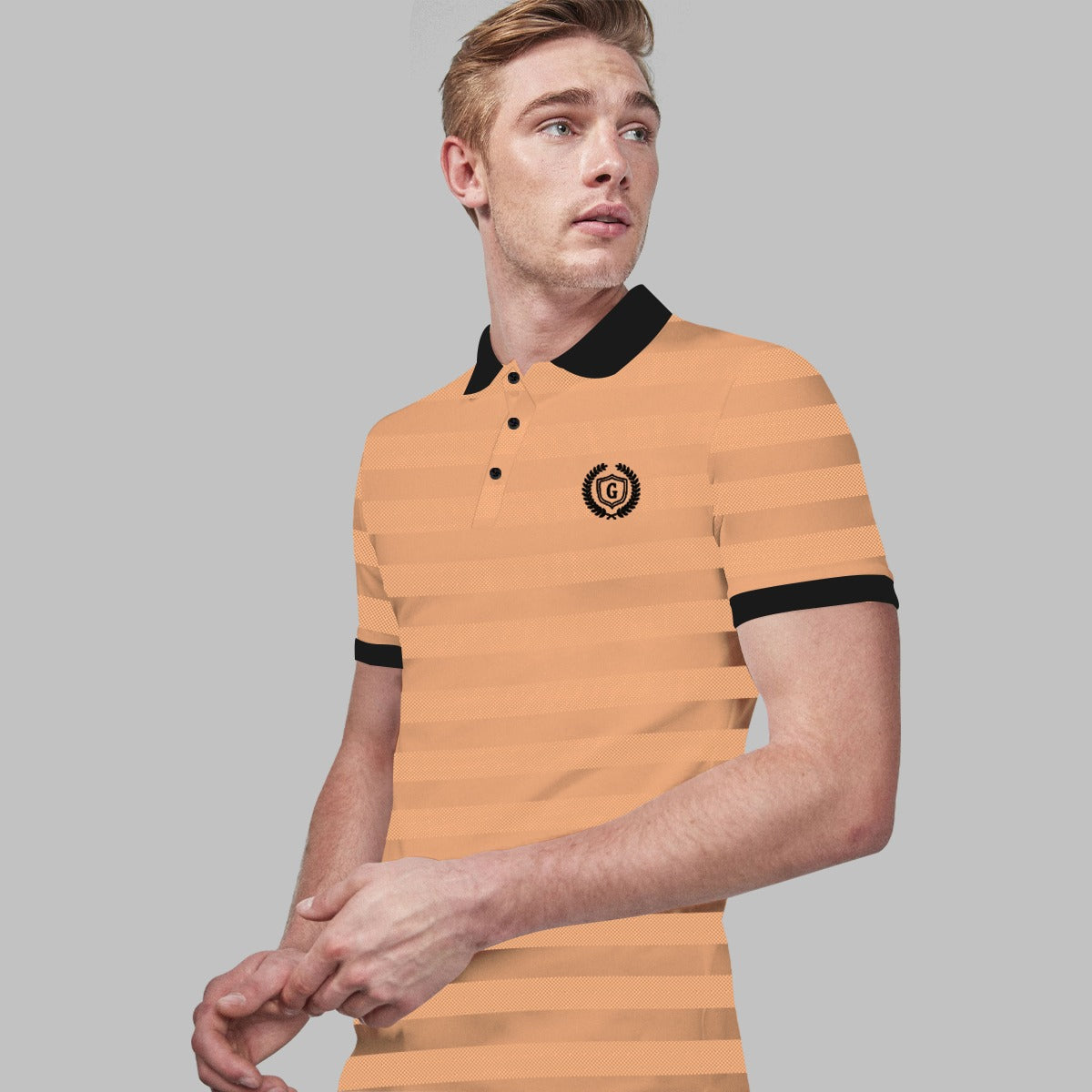 HG SIGNATURE EMB. CONTRAST COLLAR PEACH POLO