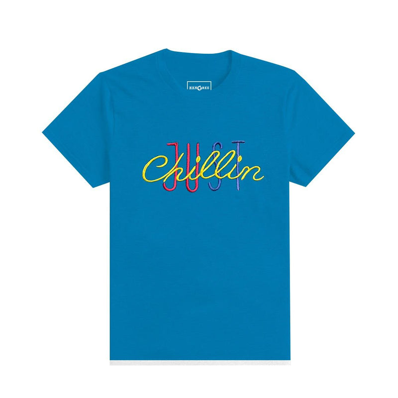 JUST CHILLING EMB O NECK BOY'S TEE SHIRT - TURQUOISE