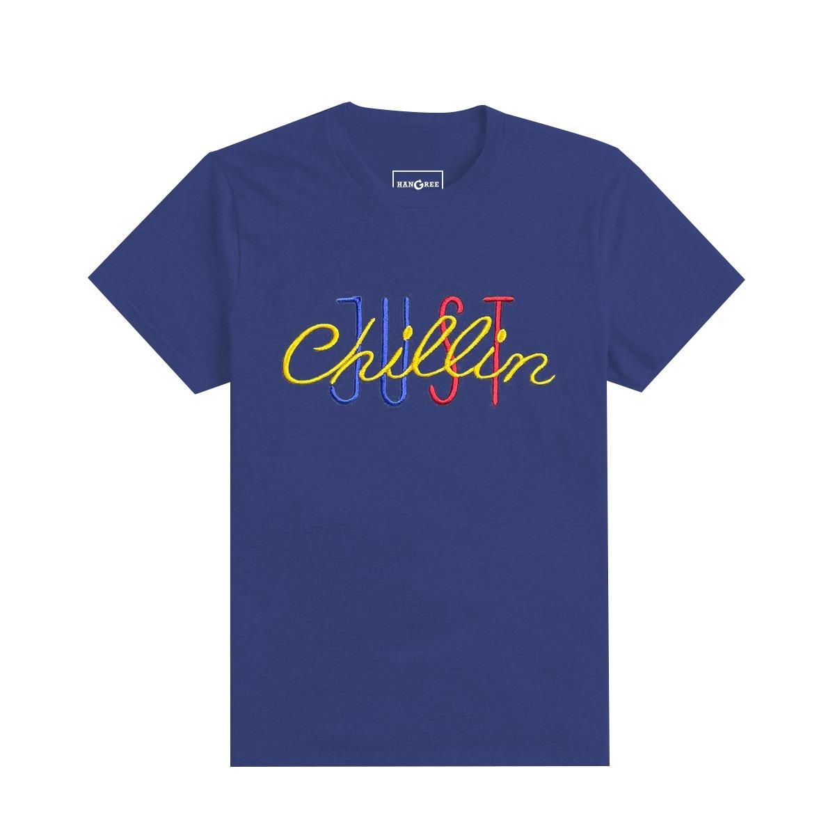 JUST CHILLING EMB O NECK BOY'S TEE SHIRT - NAVY