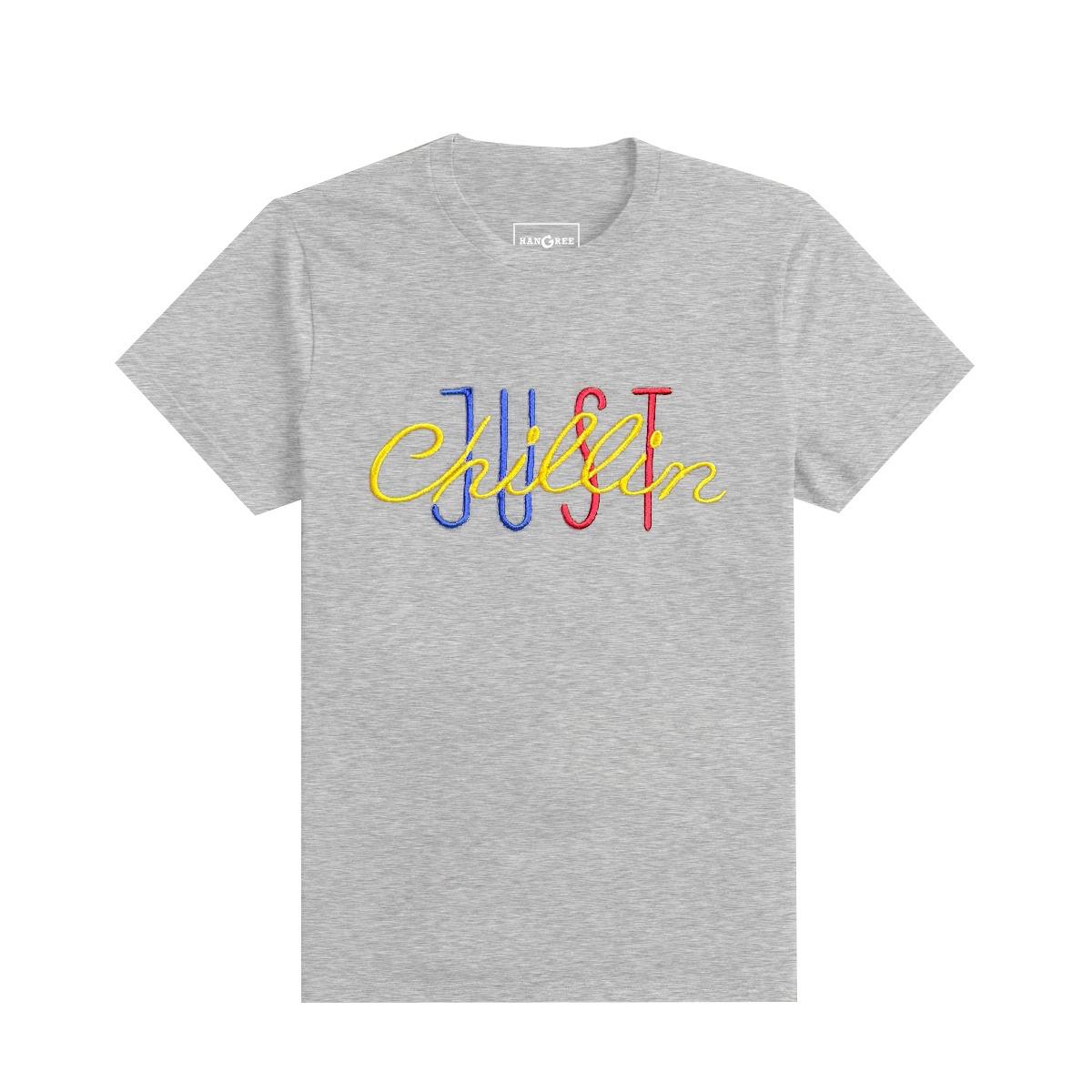 JUST CHILLING EMB O NECK BOY'S TEE SHIRT - GRAY