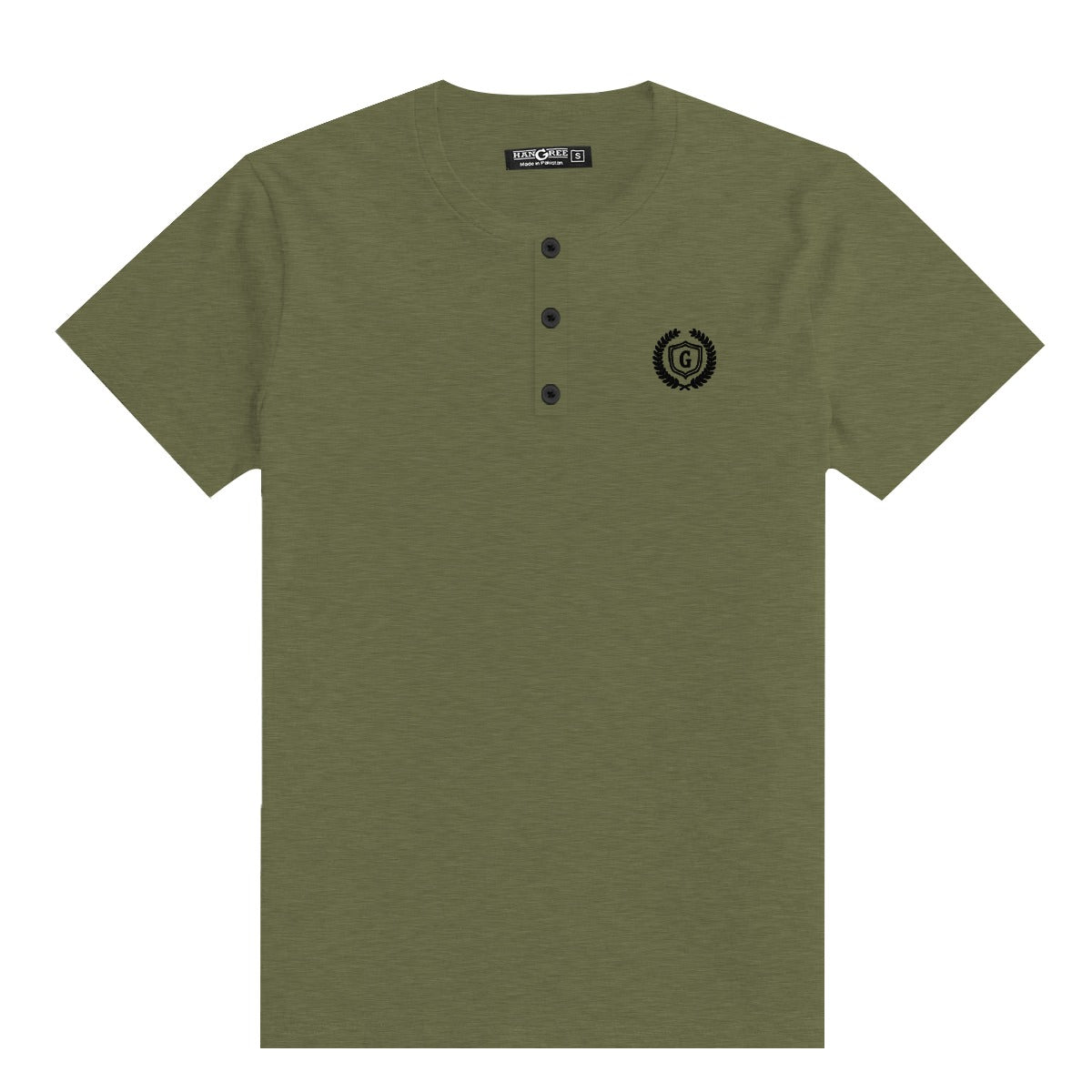 HG SIGNATURE EMB HENLEY TEE - OLIVE GREEN