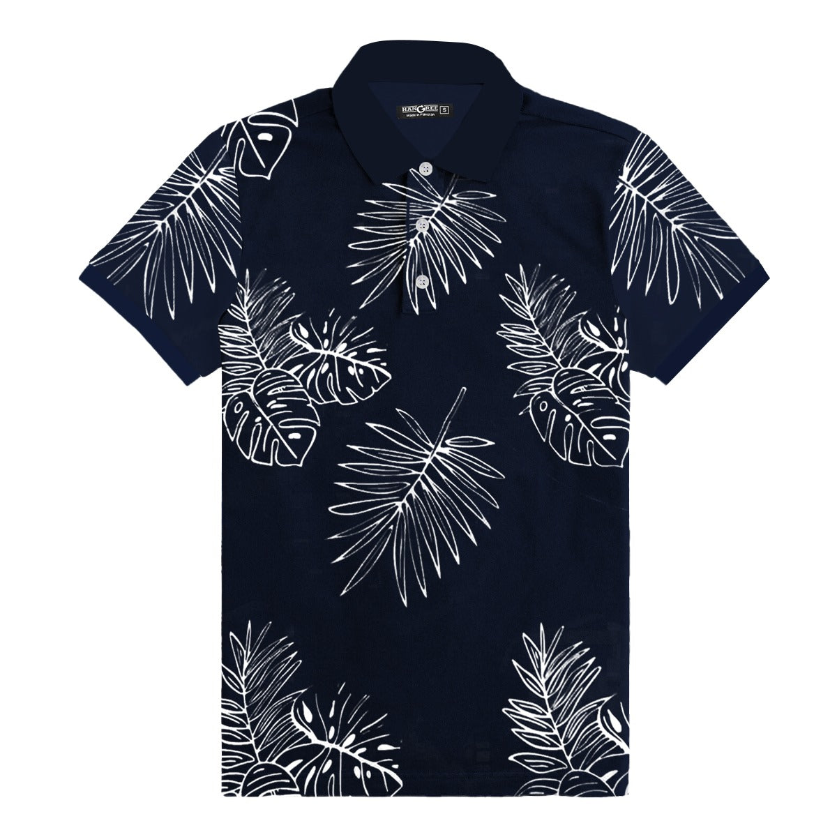 HG All Over Floral Printed Polo Shirt For Men's - Black Navy