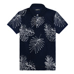 HG All Over Floral Printed Polo Shirt For Men's - Black Navy