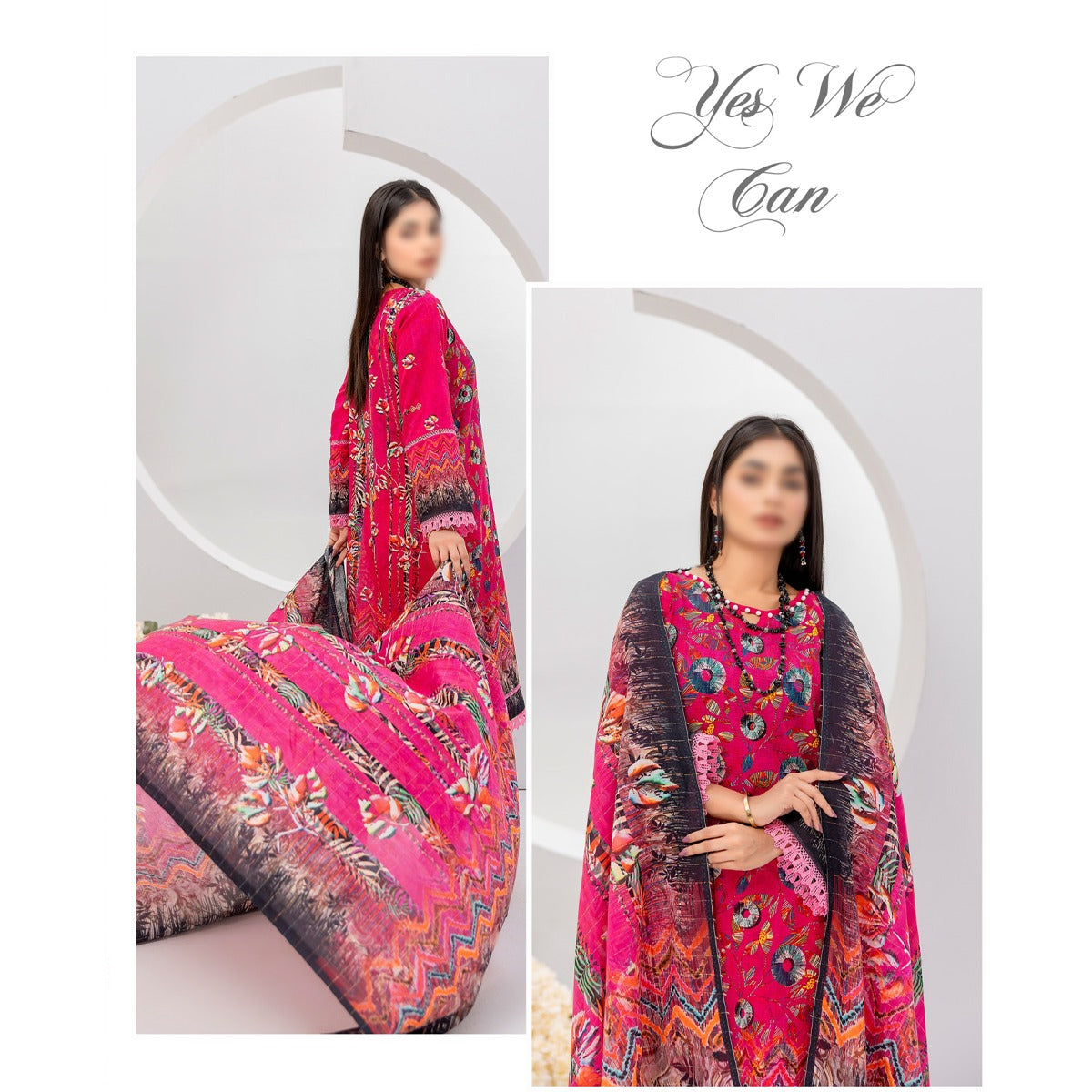 NUREH THREE PIECE DIGITAL LAWN SUIT - UNSTITCHED