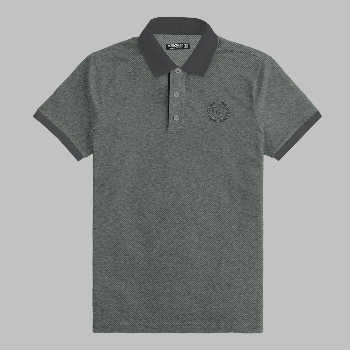 HG Signature Emb Contrast Collar Polo Shirt - Gray