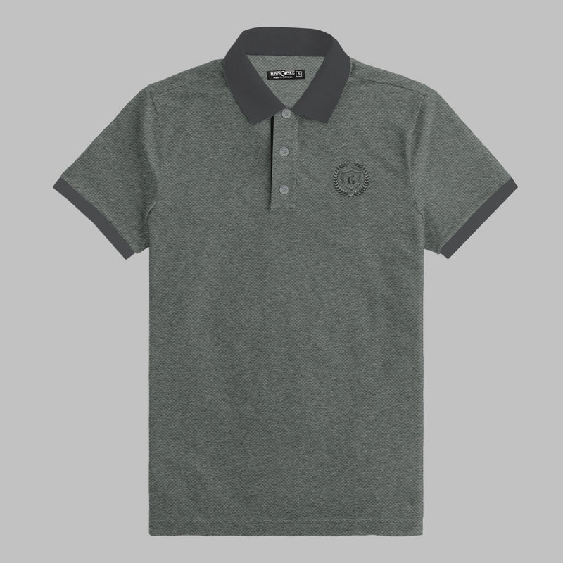 HG Signature Emb Contrast Collar Polo Shirt - Gray