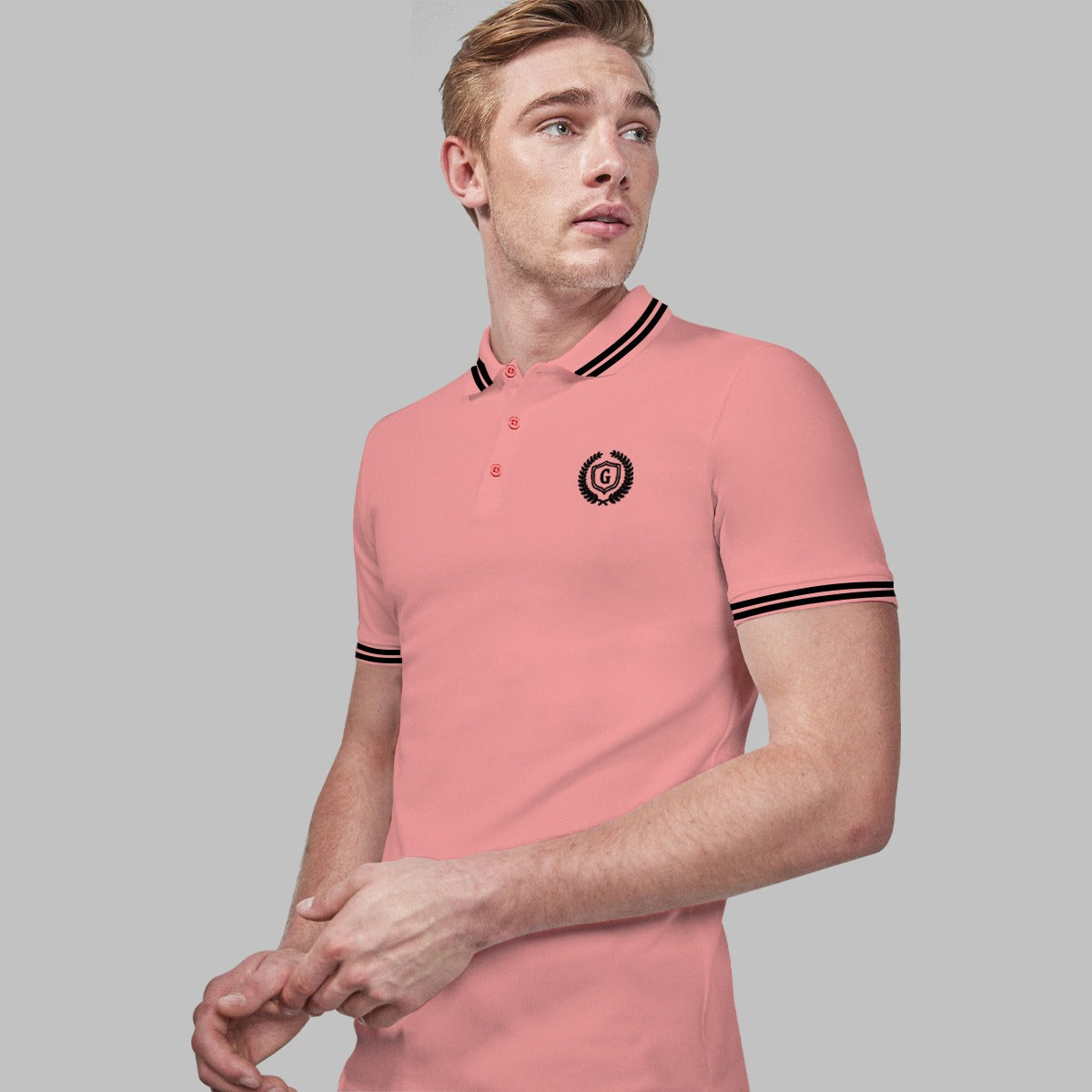 HG Signature Emb Tipping Collar Polo Shirt - Sea Pink