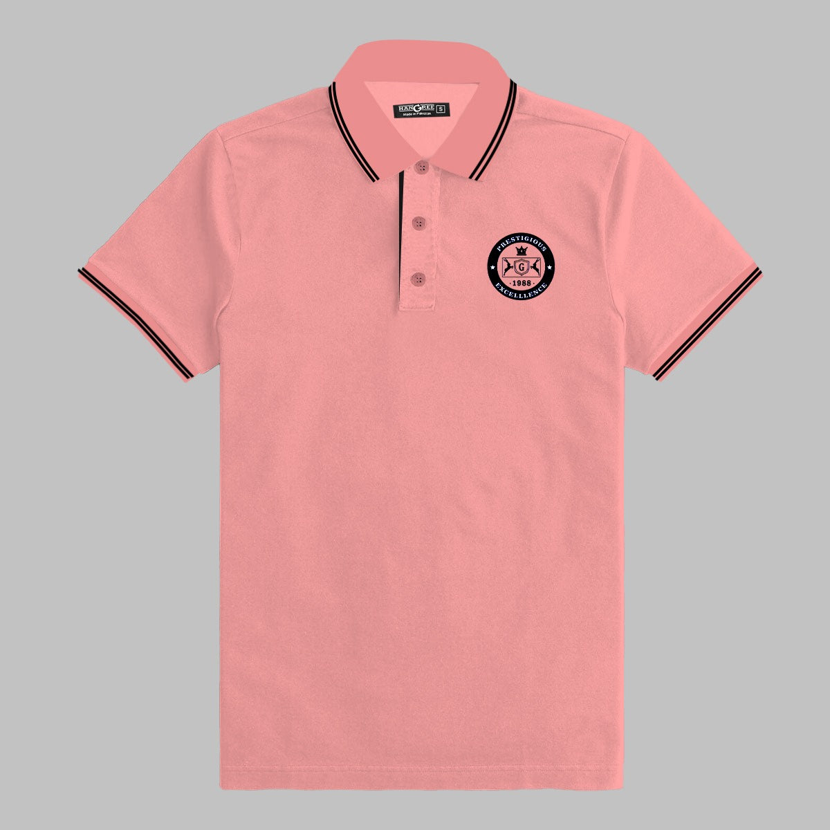 HG Emb Excellence Polo Shirt For Men's - Sea Pink