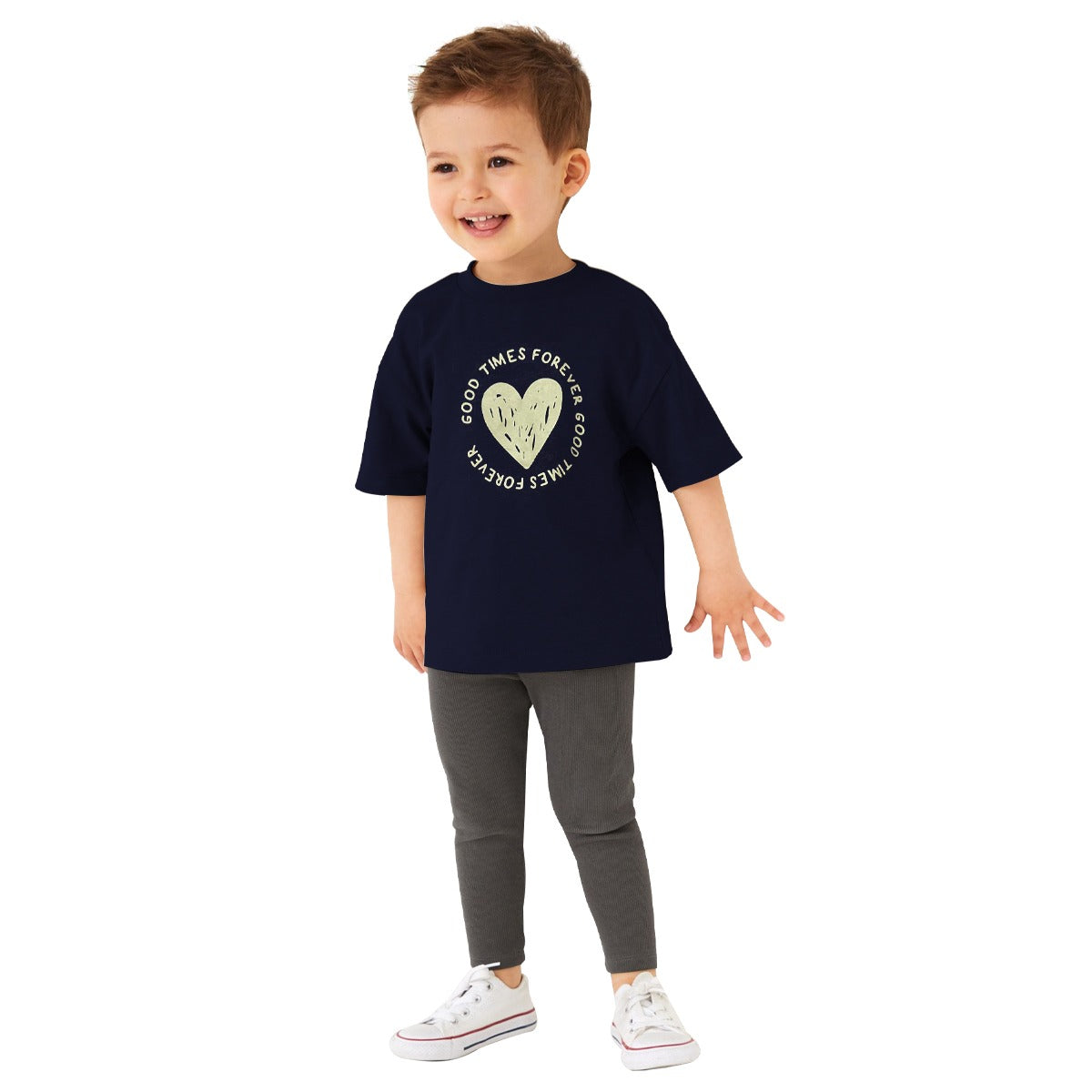 HG Boy's "GOOD TIMES" Printed Memorable T-Shirt - Navy