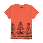 Women Floral Printed Tee Shirt - Orange