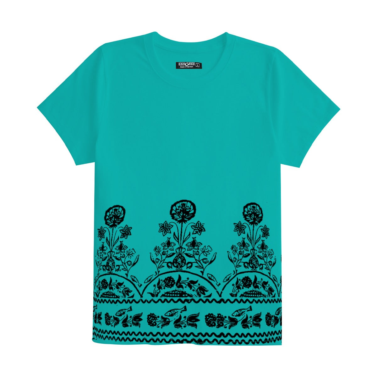 Women Floral Printed Tee Shirt - Sea Green