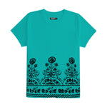 Women Floral Printed Tee Shirt - Sea Green