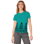 Women Floral Printed Tee Shirt - Sea Green