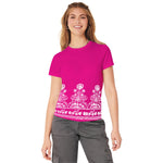 Women Floral Printed Tee Shirt - Barbie Pink