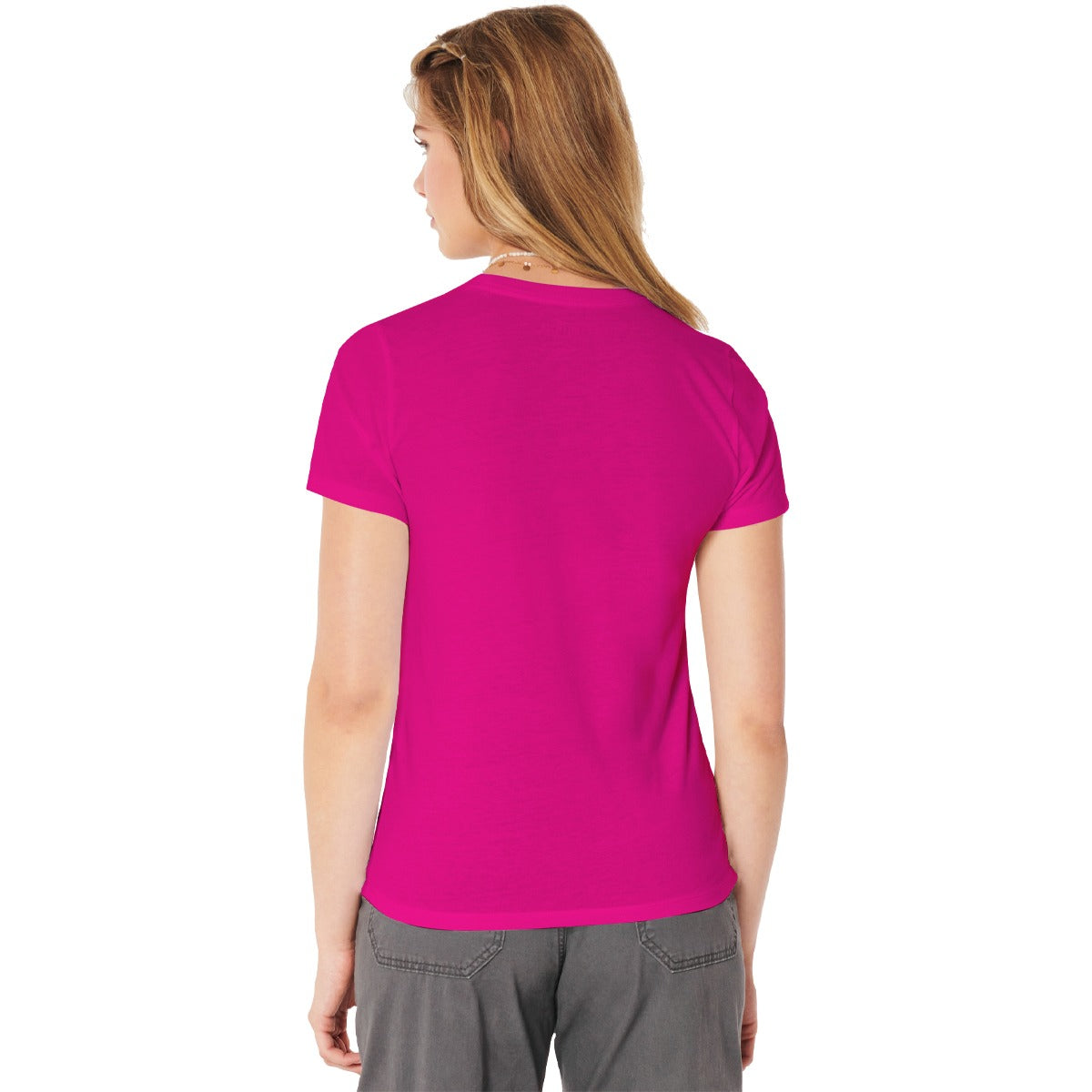 Women Floral Printed Tee Shirt - Barbie Pink