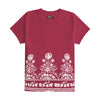 Women Floral Printed Tee Shirt - Burgundy