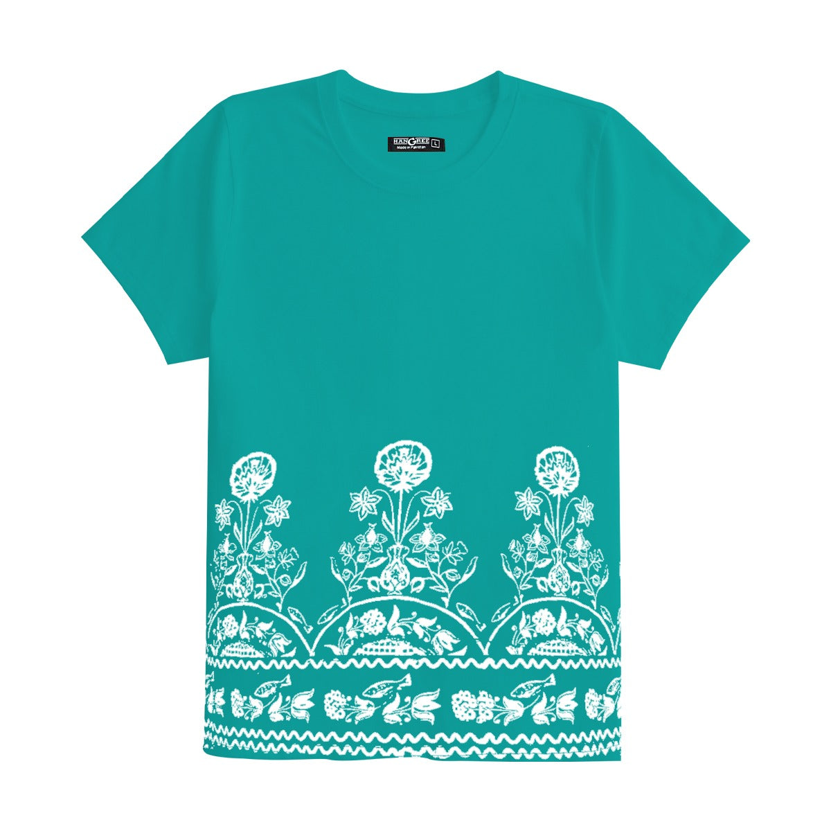 Women Floral Printed Tee Shirt - Sea Green