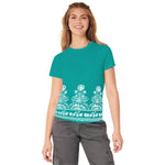 Women Floral Printed Tee Shirt - Sea Green