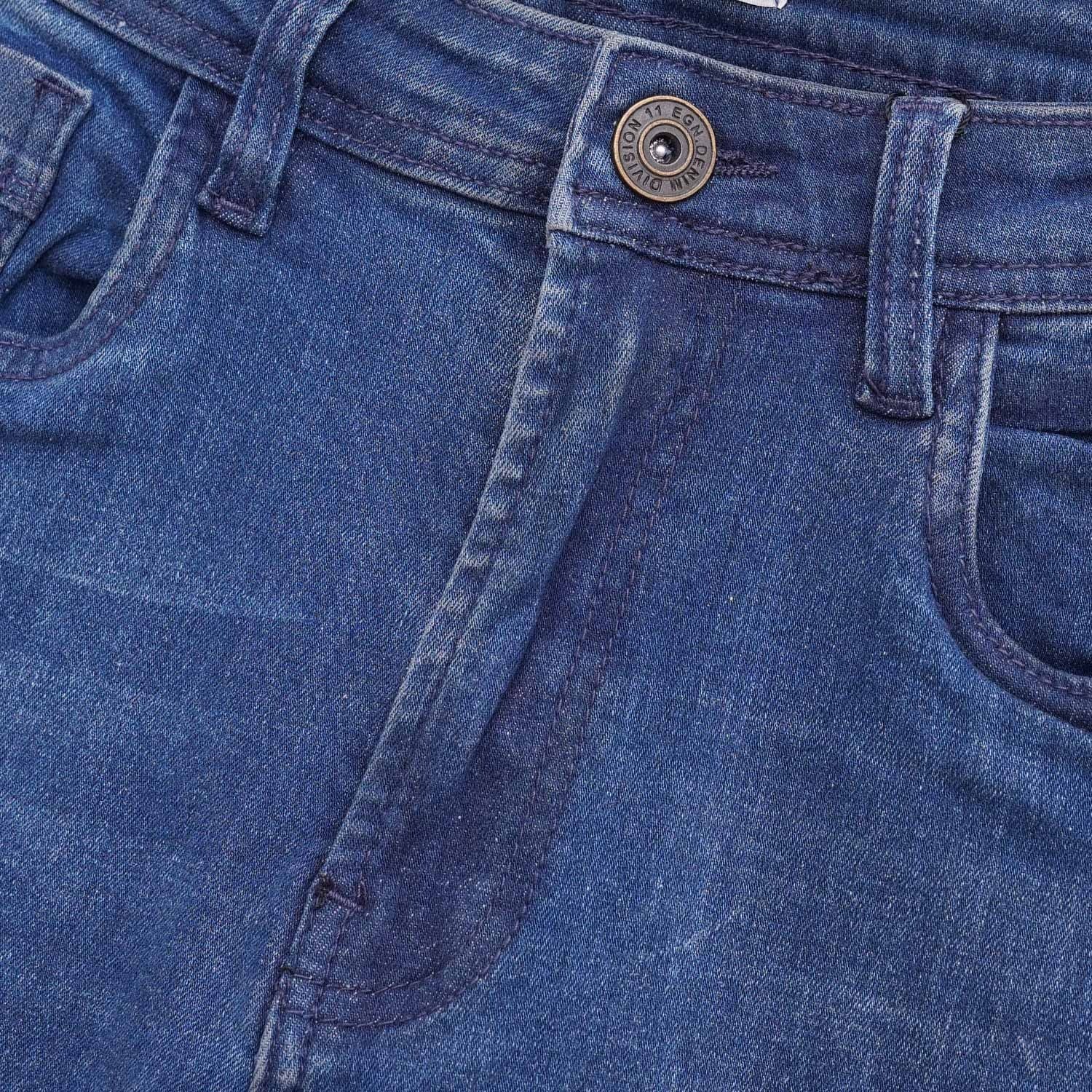 Branded Mid Blue Wash Slim Fit Denim Pant