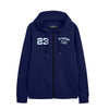 Men "Brooklyn" Printed Fleece Zip Up Hoodie - Navy
