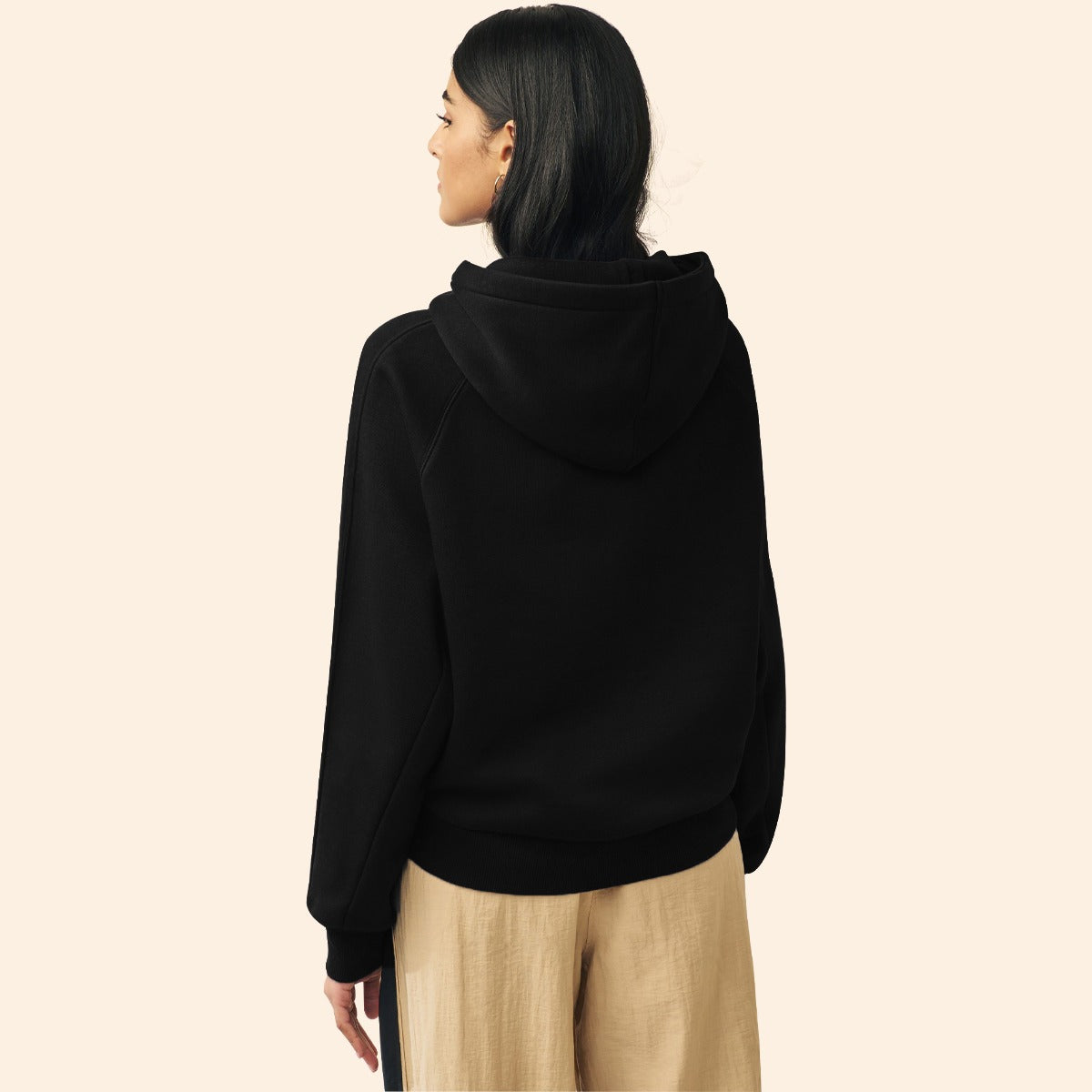 Women's Exclusive Printed Pull Over Fleece Hoodie - Black