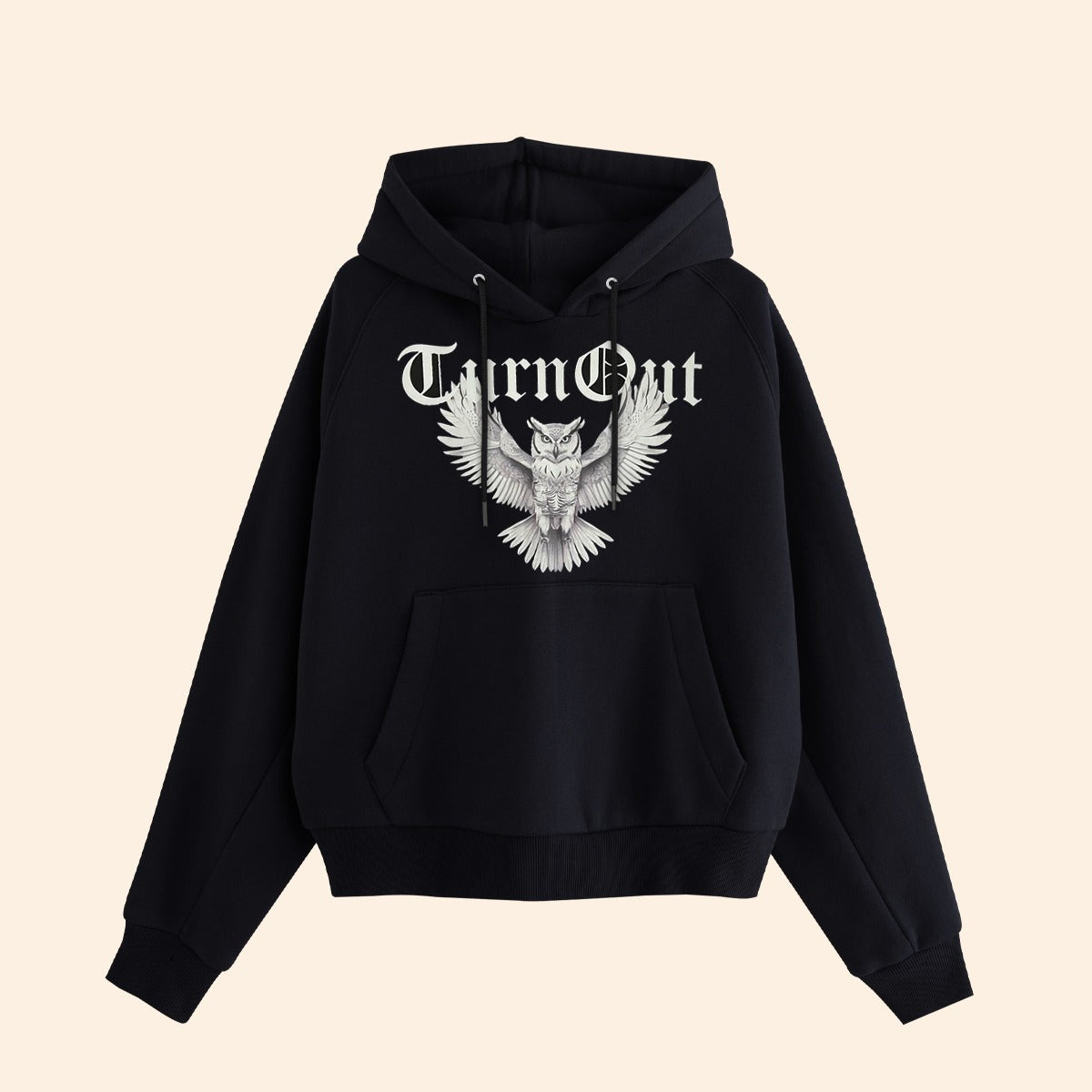 Women's Exclusive Printed Pull Over Fleece Hoodie - Black
