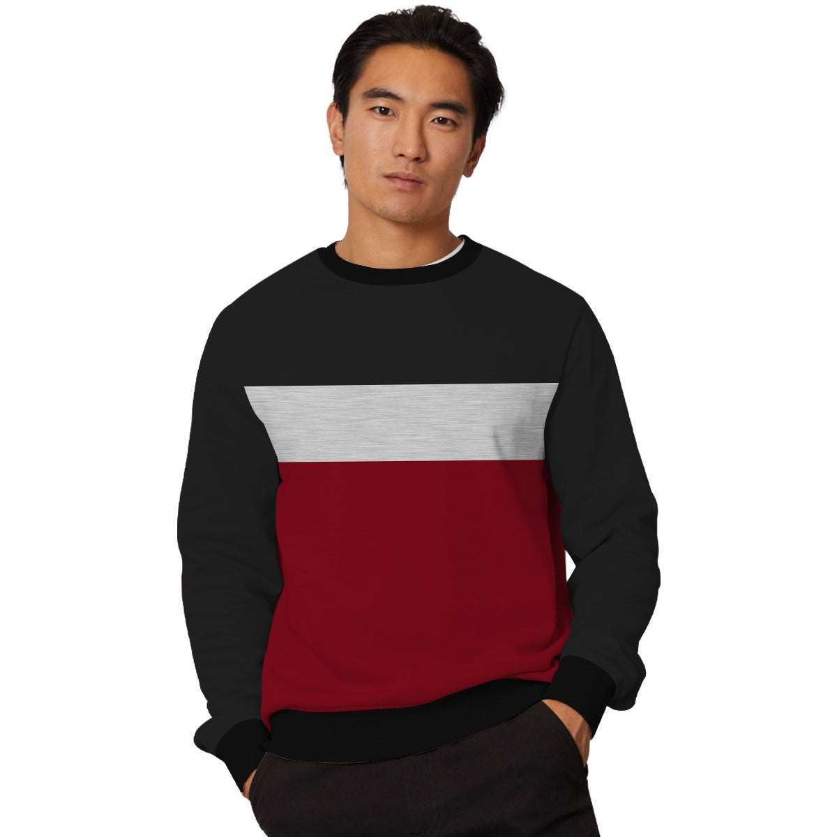 HG Three Panel Fashion Sweat Shirt - Black/Red