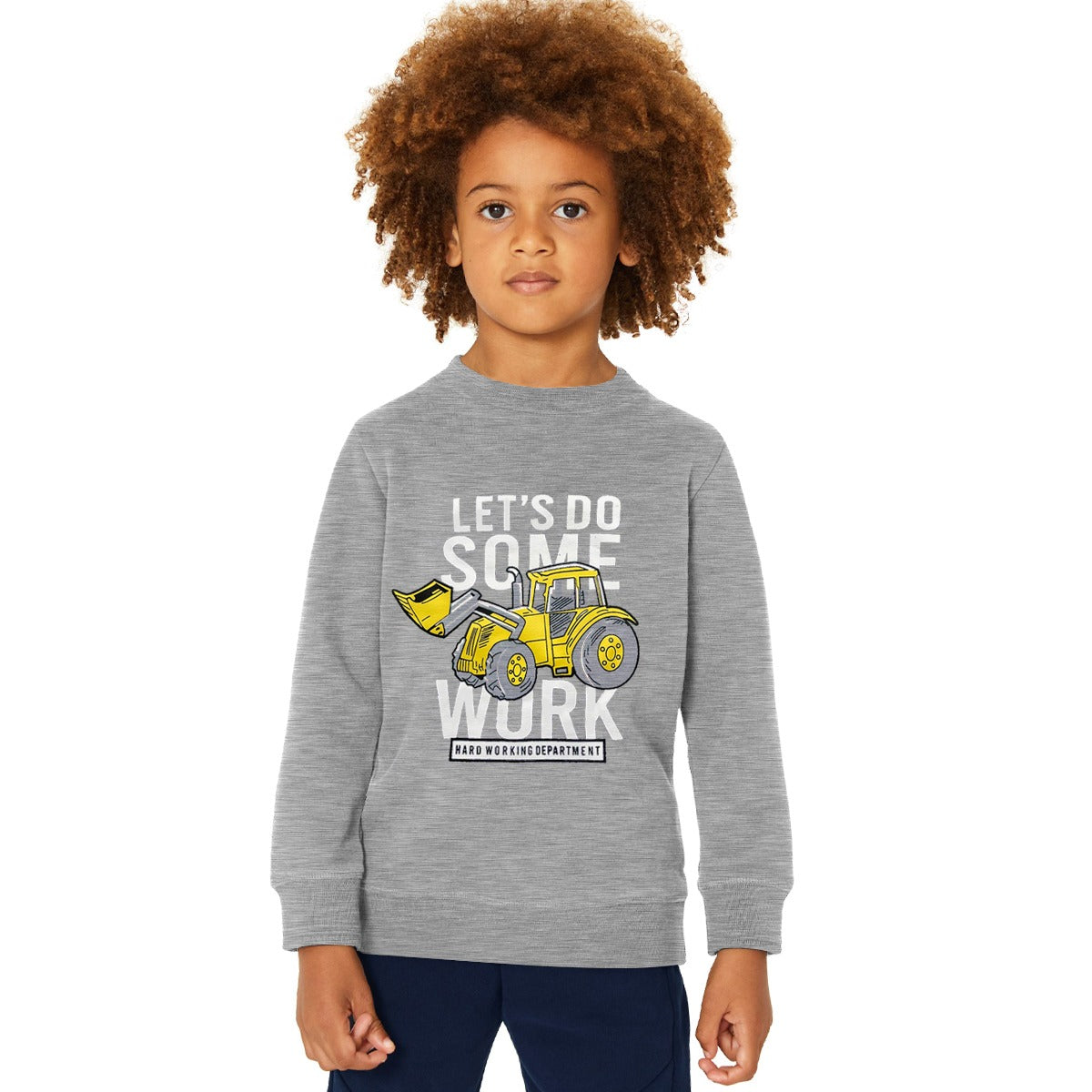 Boy's "Let's Do Some Work" Printed Sweat Shirt - Gray
