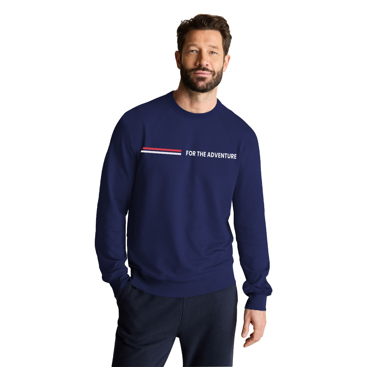 Men's "For The Adventure" Printed Sweat Shirt - Navy