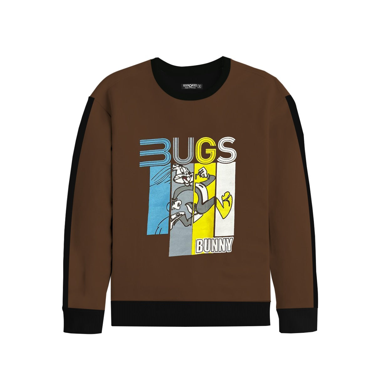 Boy's "BUGS" Printed Panel Sleeves Sweat Shirt - Brown