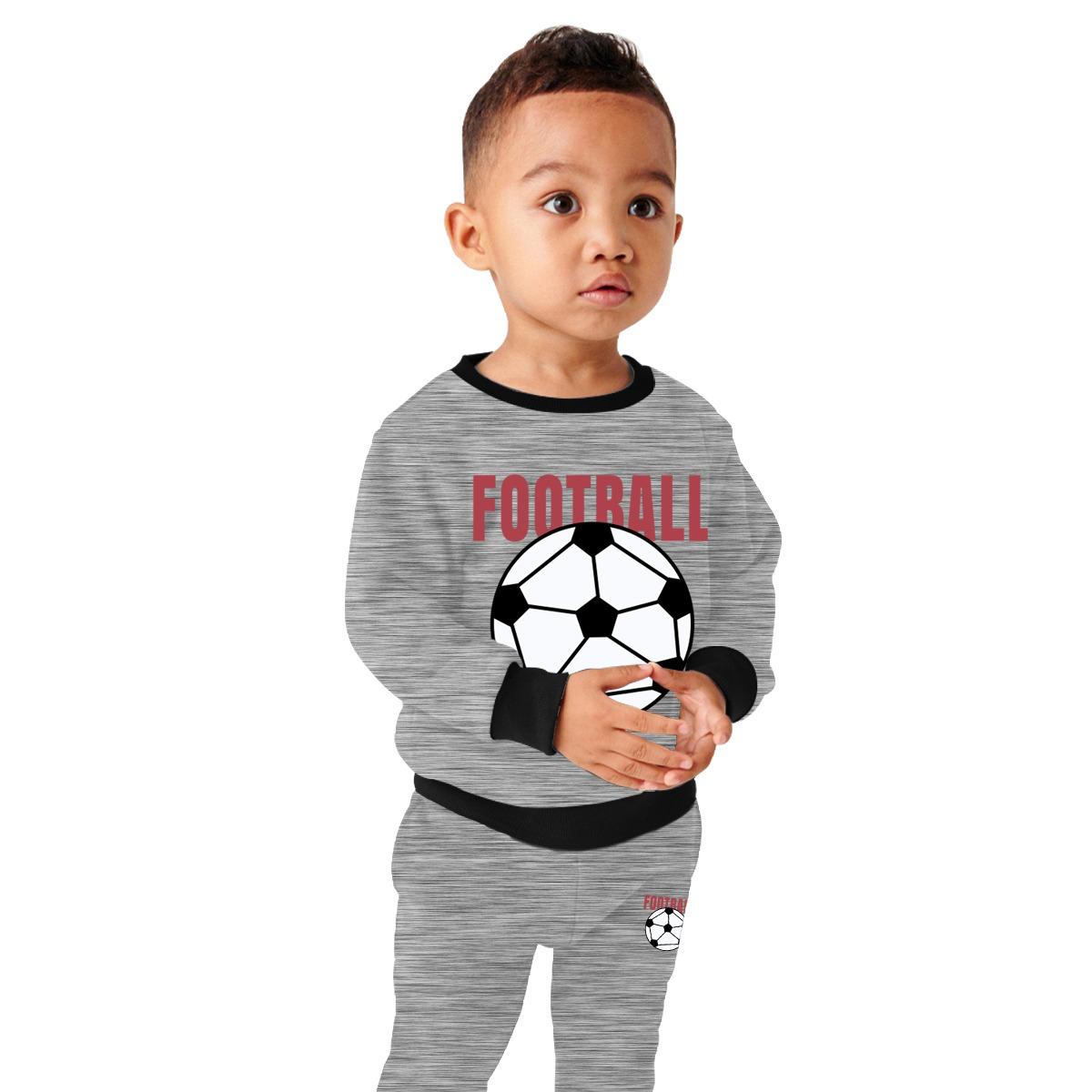 Textured Gray "Football" Printed Twin Set