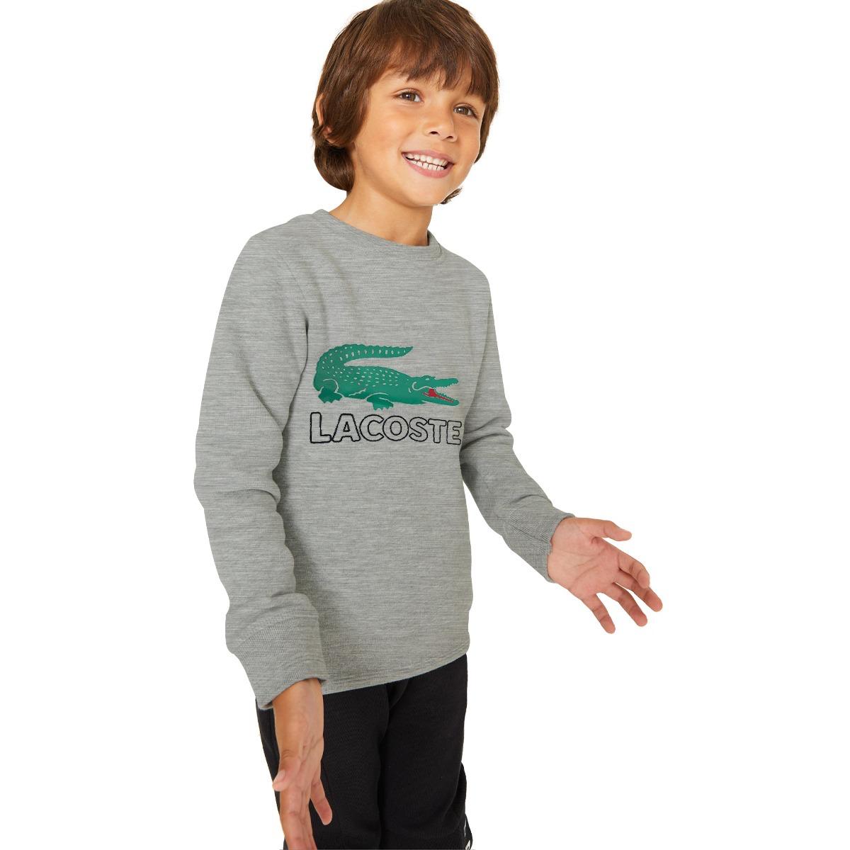 Boy's Lacoste Printed Sweat Shirt - Gray