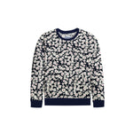 Girl's Allover Floral Printed Fleece Twin Set - Navy
