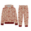 Girl's Allover Floral Printed Fleece Hoodie Twin Set - Red