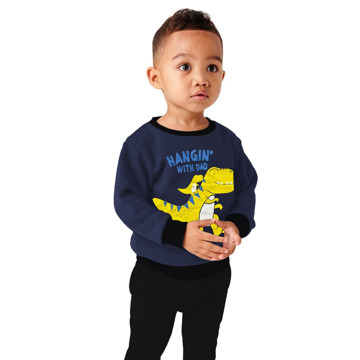 Boy's "Hanging With Dad" Printed Sweat Shirt - Navy