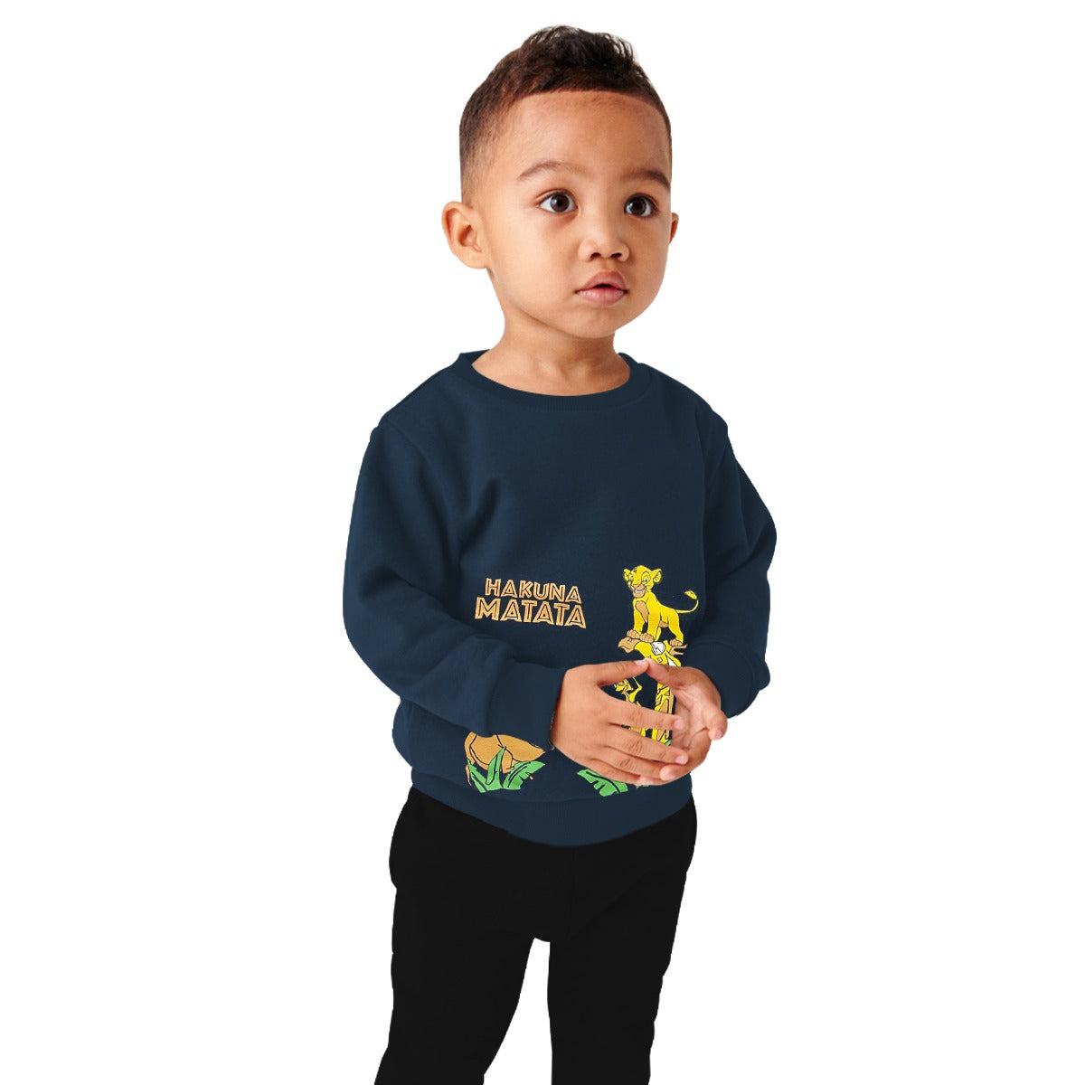 Attractive Printed Kids Unisex Sweat Shirt - Navy