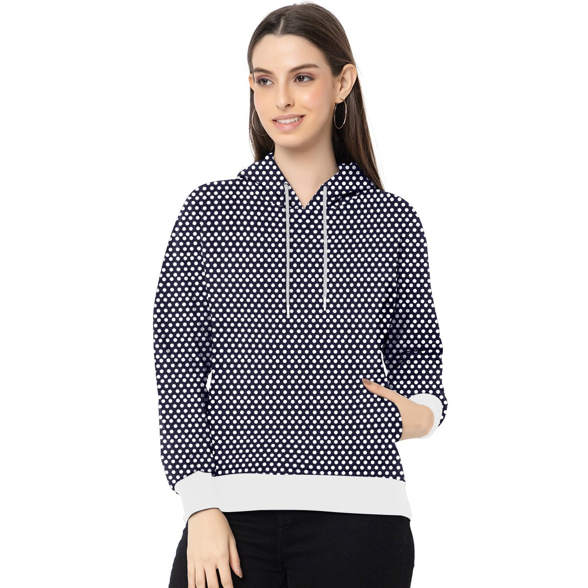 Women's Polka dot Exclusive Hoodie - Navy