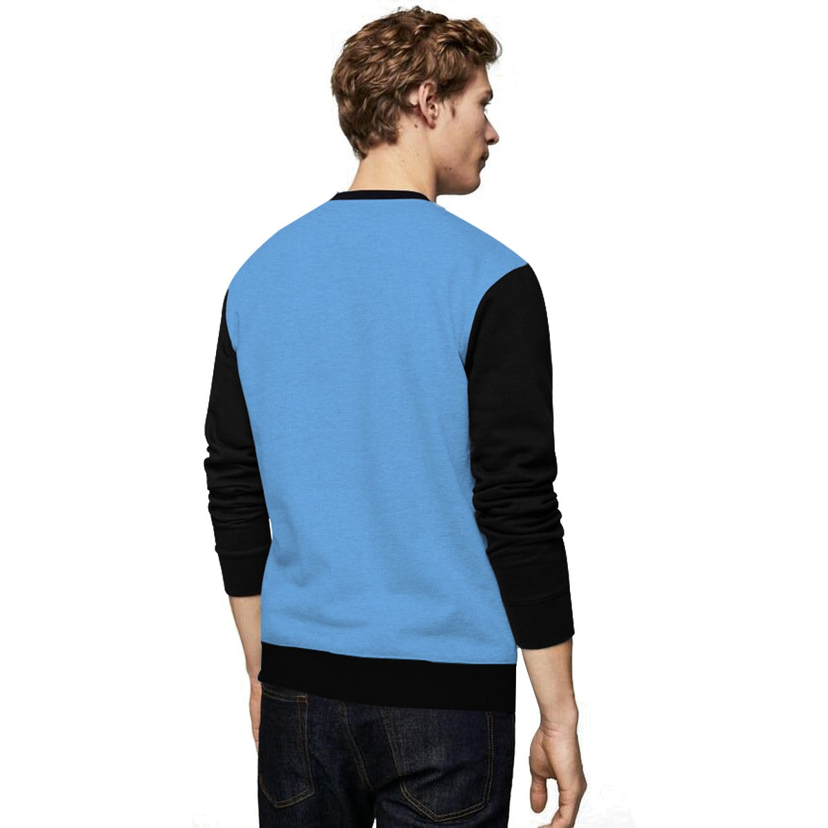 Contrast Sleeves "The Last Train" Emb, Sweat Shirt - Sky Black