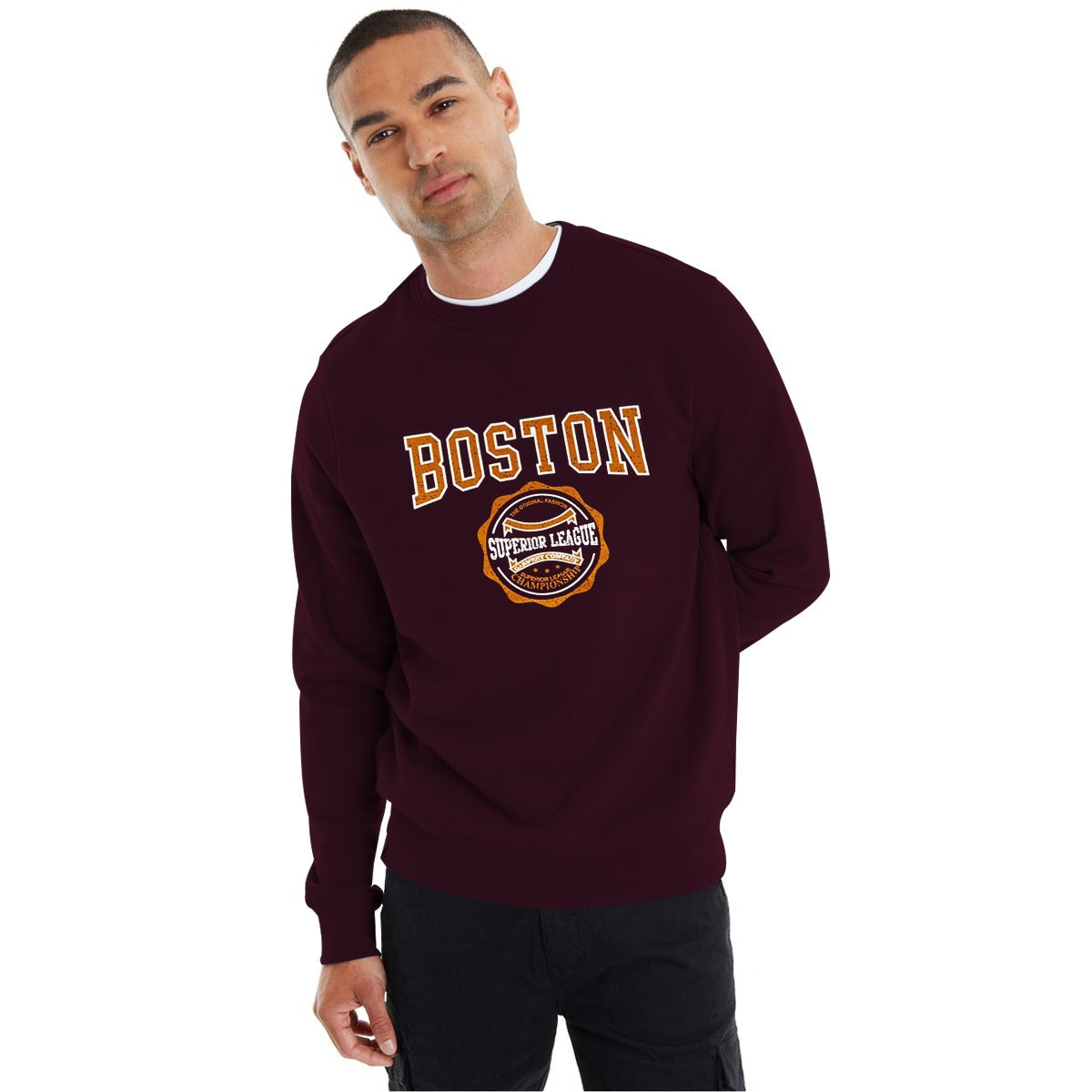 Men's Graphic Printed Sweat Shirt - Burgundy