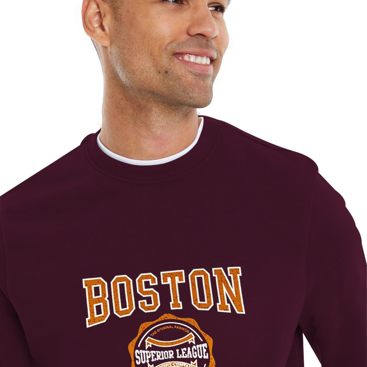 Men's Graphic Printed Sweat Shirt - Burgundy